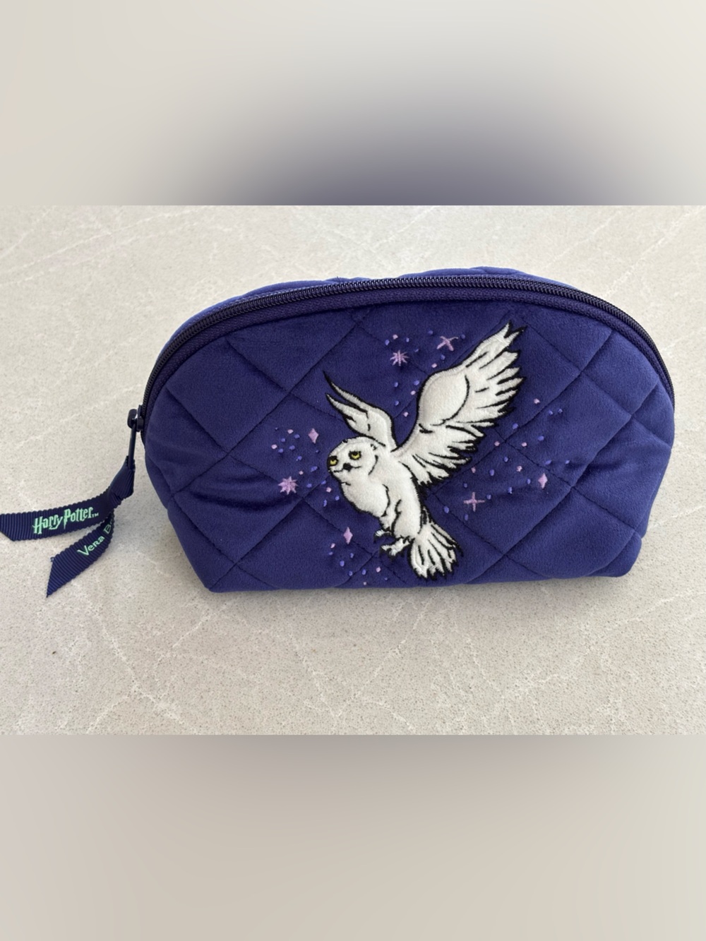 Vera Bradley Harry Potter Purple Quilted Hedwig Velvet Cosmetic Makeup Bag Case